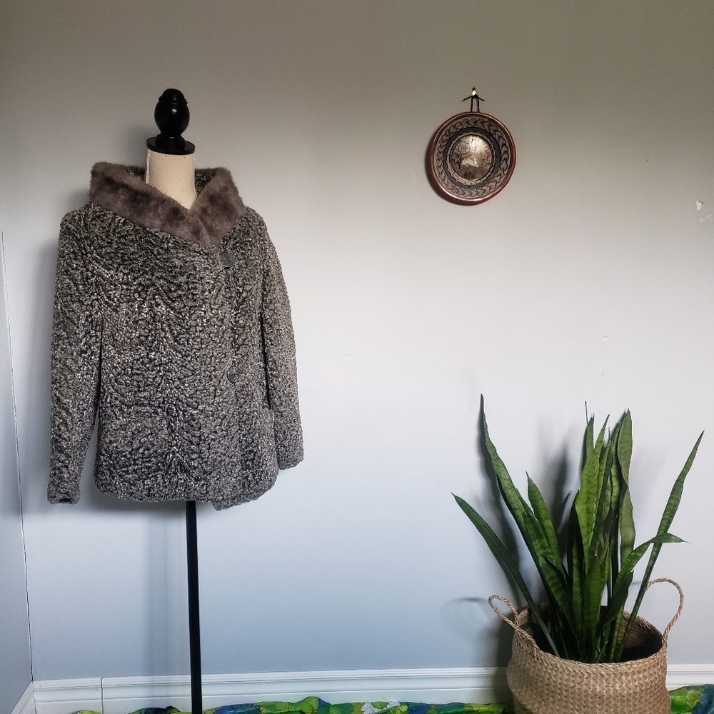 Faux wool and fur coat